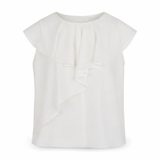 Front view of Peacocks women’s white basic blouse, size UK 14