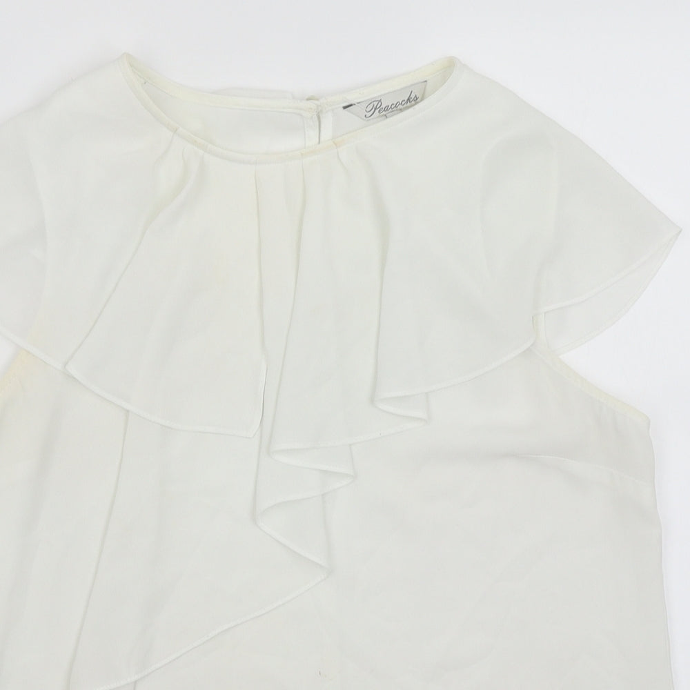 Womens UK Size 14 Peacocks White Basic Blouse