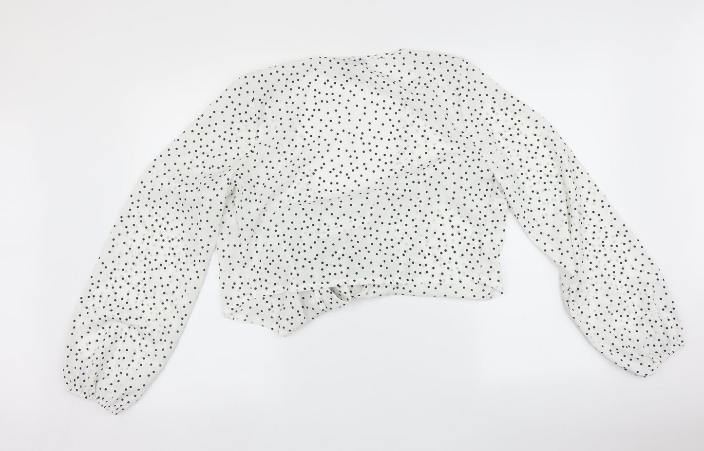 SheIn Womens White Polka Dot  Basic Blouse Size L