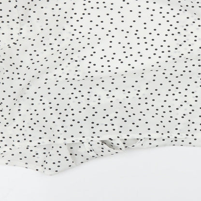 SheIn Womens White Polka Dot  Basic Blouse Size L