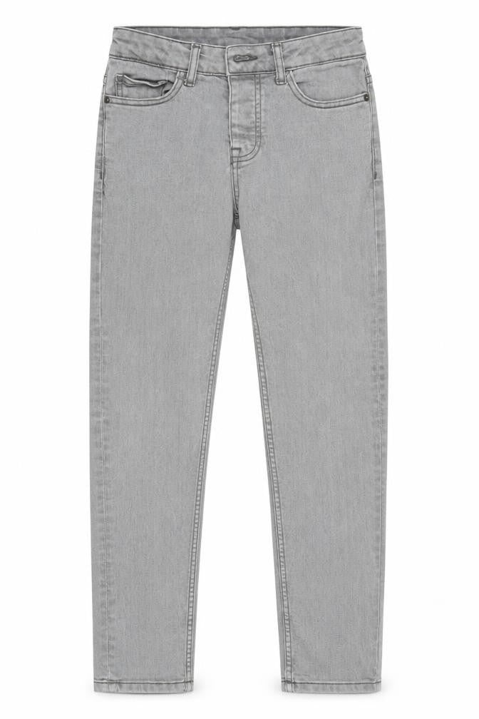 Front view of Denim & Co. women’s grey skinny jeans, size UK 28, 30-inch leg