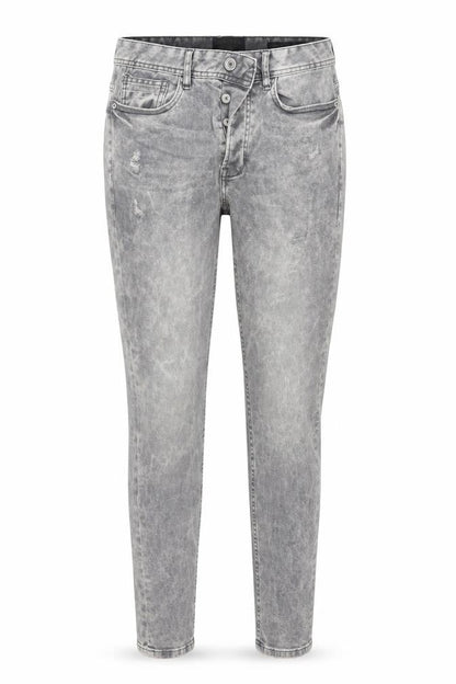 Front view of Denim & Co. women’s grey skinny jeans, size UK 28, 32-inch leg