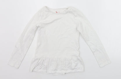 TU Girls White   Basic T-Shirt Size 7 Years