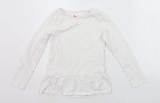 TU Girls White   Basic T-Shirt Size 7 Years