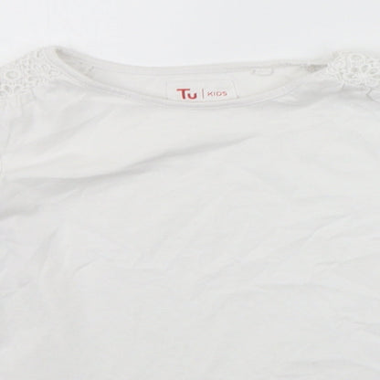 TU Girls White   Basic T-Shirt Size 7 Years