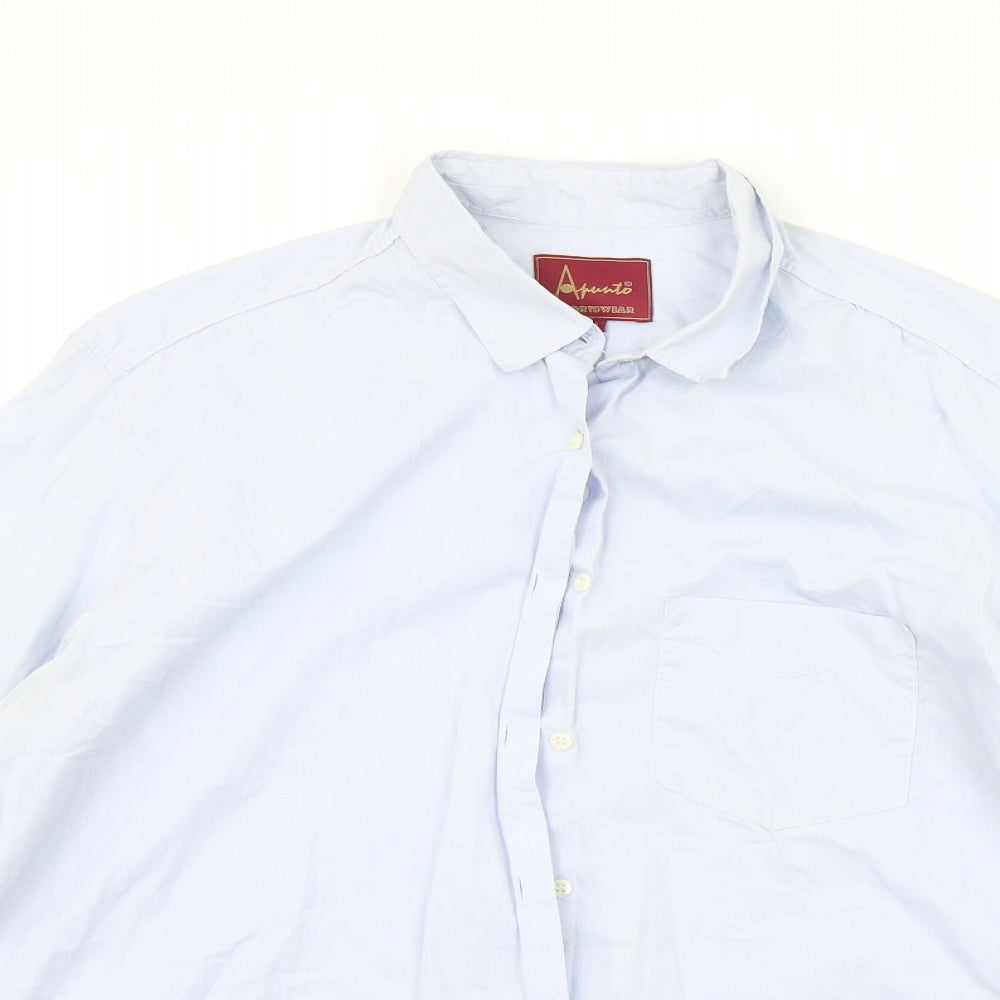 Mens UK Size XL ARUUTO Blue  Button-Up Long Sleeve Casual Shirt