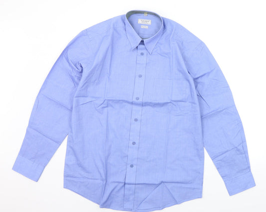 SAVATINI Mens Blue    Button-Up Size 15.5