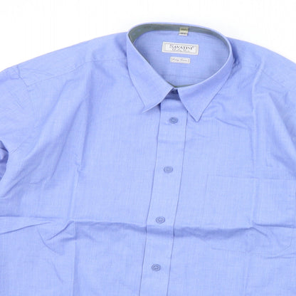 SAVATINI Mens Blue    Button-Up Size 15.5