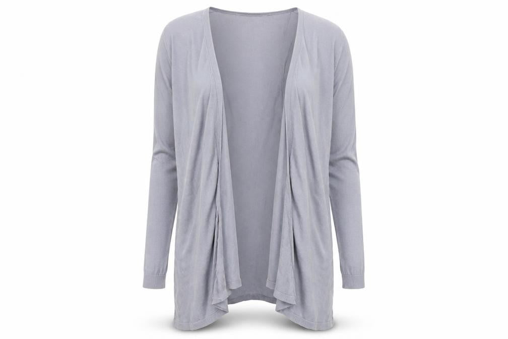 Front view of Next women’s grey cardigan jumper, size UK 10