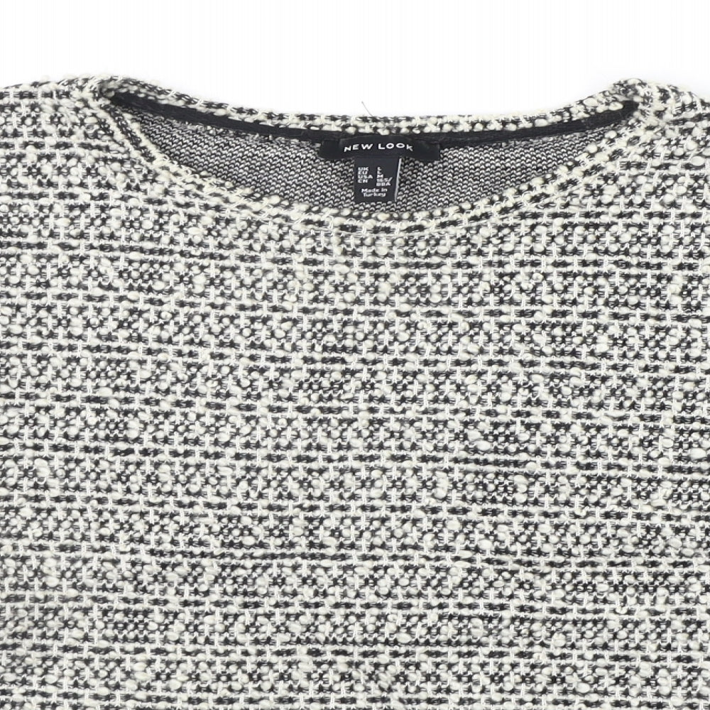 Primark Womens White Geometric  Pullover Jumper Size L