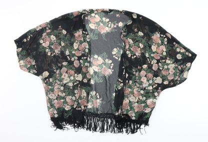New Look Womens Black Floral  Cardigan Jumper Size 12