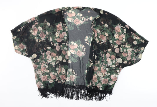New Look Womens Black Floral  Cardigan Jumper Size 12