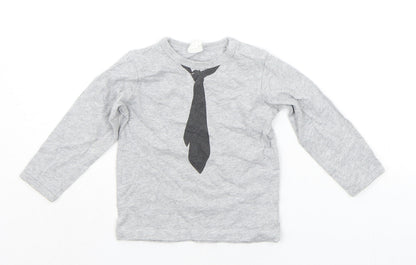 H&M Baby Grey   Basic T-Shirt Size 18-24 Months  - Tie