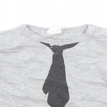 H&M Baby Grey   Basic T-Shirt Size 18-24 Months  - Tie