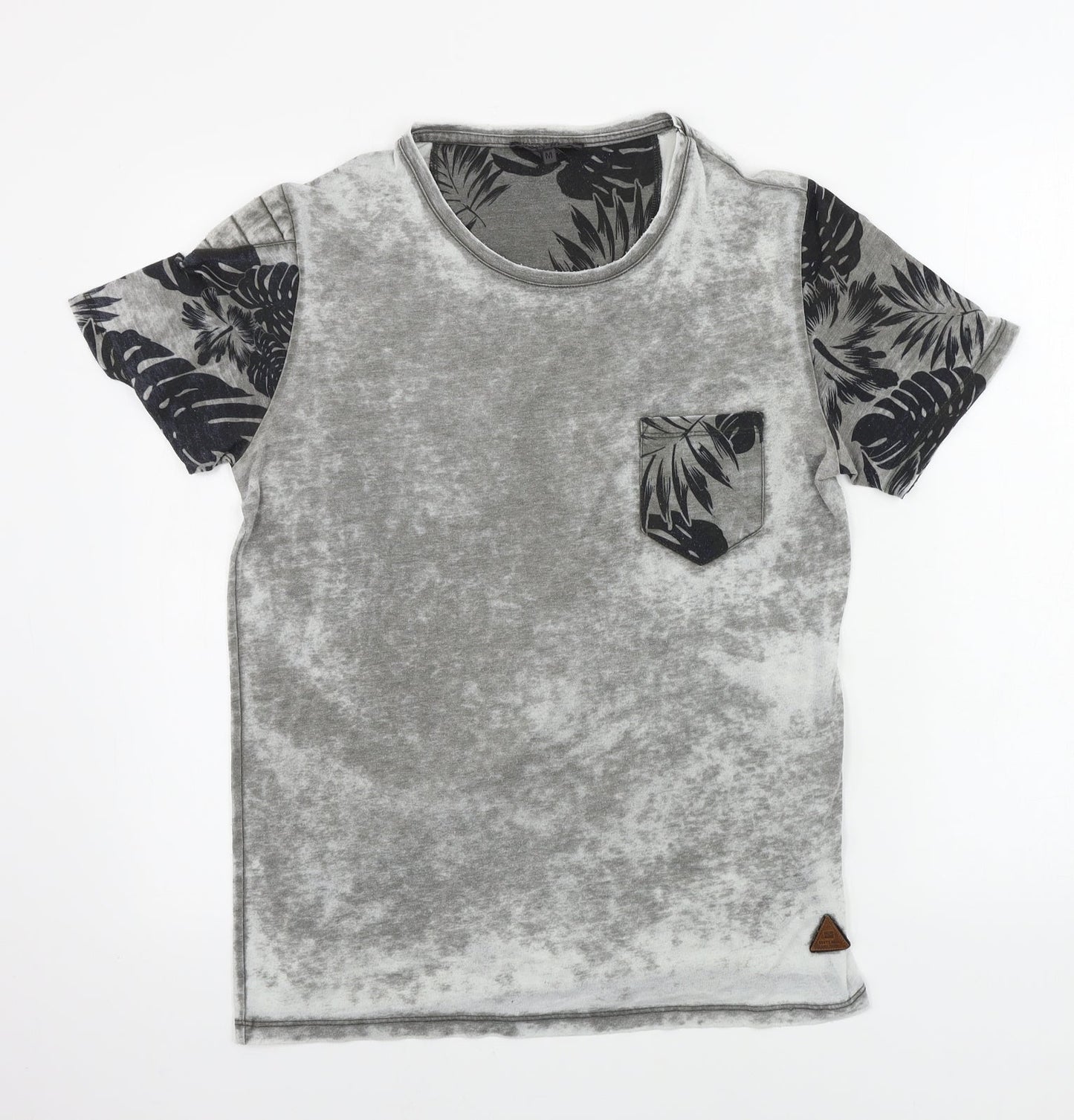 Rusty Neal Womens Grey Houndstooth  Basic T-Shirt Size M