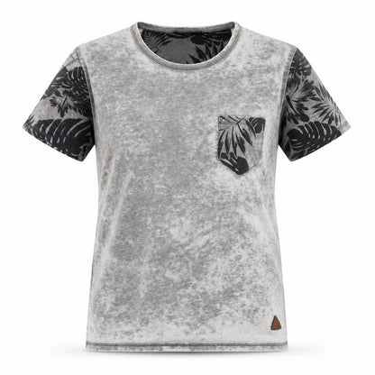 Front view of Rusty Neal women’s grey houndstooth basic t-shirt, size M