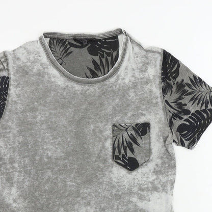 Rusty Neal Womens Grey Houndstooth  Basic T-Shirt Size M