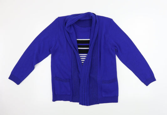 BASSINI Womens Blue Striped  Pullover Jumper Size M