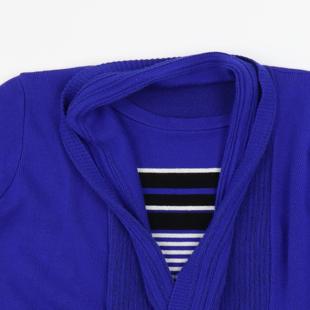 BASSINI Womens Blue Striped  Pullover Jumper Size M