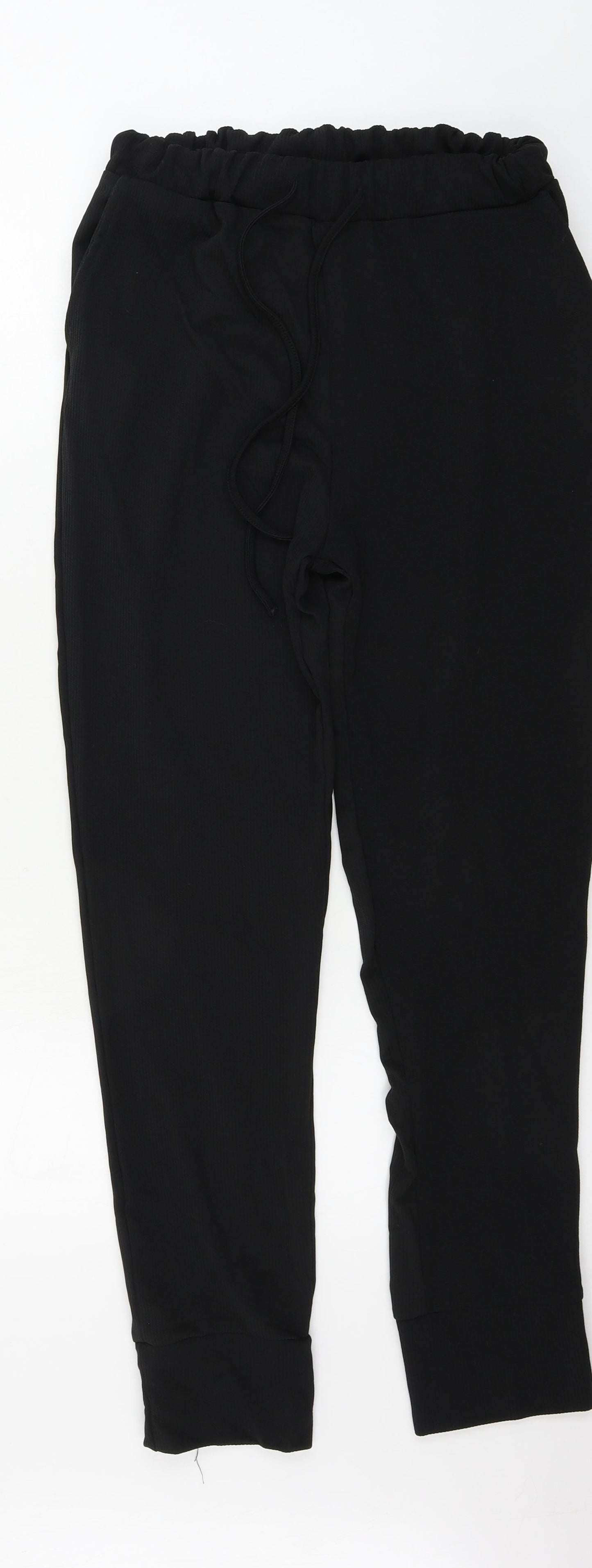 Womens UK Size XL Preworn Regular Fit Sweatpants Black Trousers