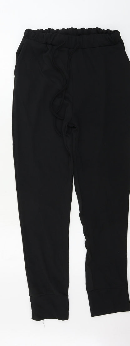 Womens UK Size XL Preworn Regular Fit Sweatpants Black Trousers