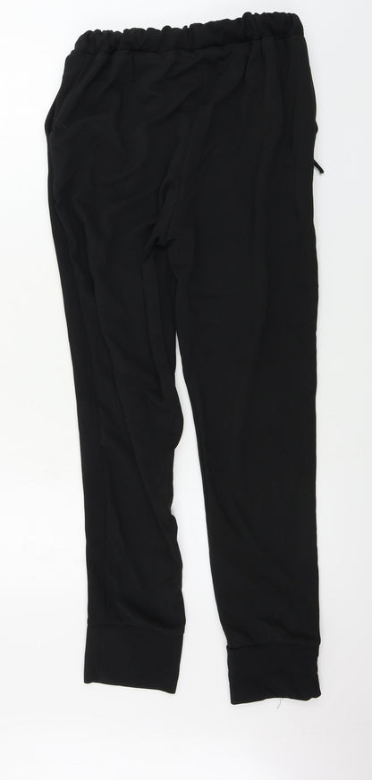 Womens UK Size XL Preworn Regular Fit Sweatpants Black Trousers