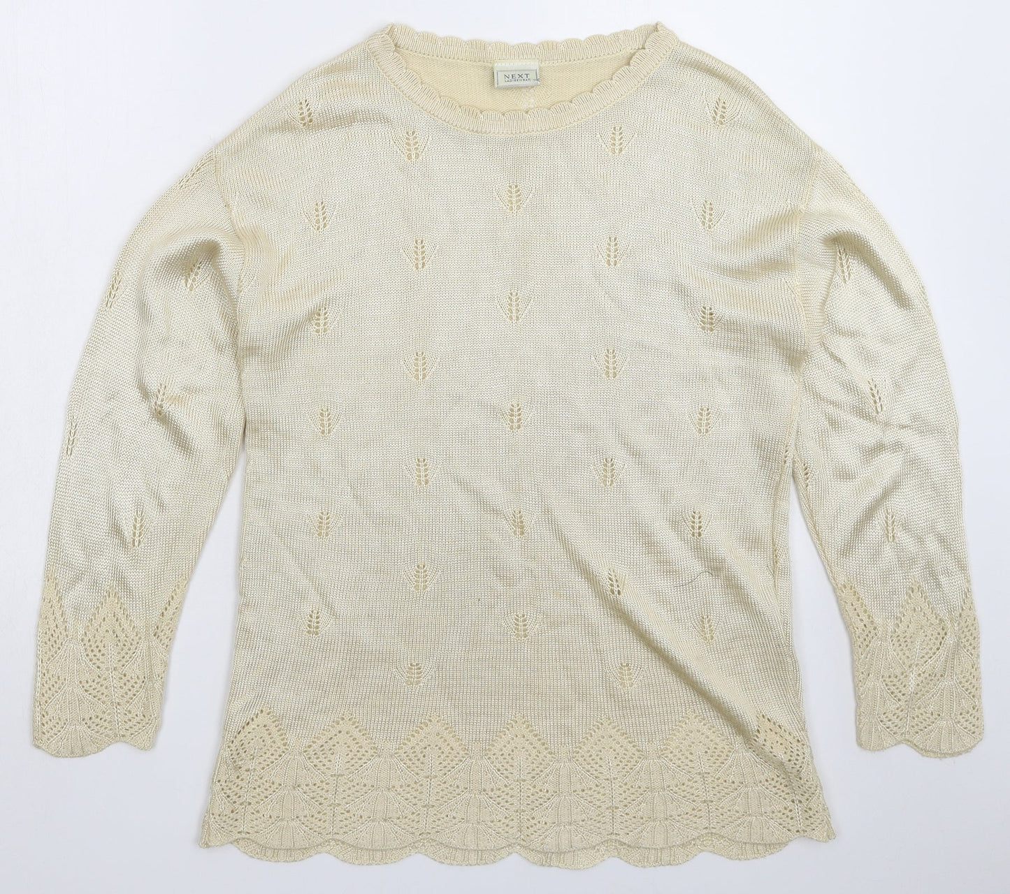 Womens UK Size M NEXT Beige Pullover Jumper