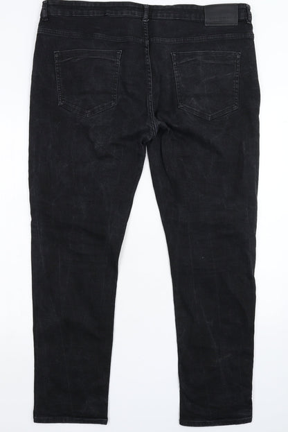 Denim & Co. Womens Black  Denim Tapered Jeans Size 38 L30 in