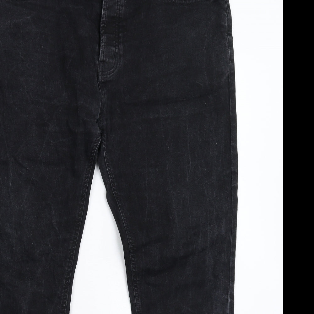 Denim & Co. Womens Black  Denim Tapered Jeans Size 38 L30 in