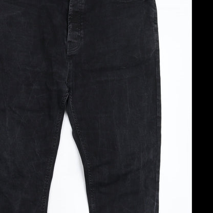 Denim & Co. Womens Black  Denim Tapered Jeans Size 38 L30 in