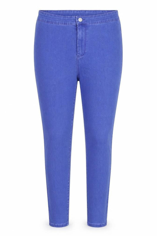 Front view of Denim & Co. women’s blue denim jegging jeans, size UK 12, 28-inch leg