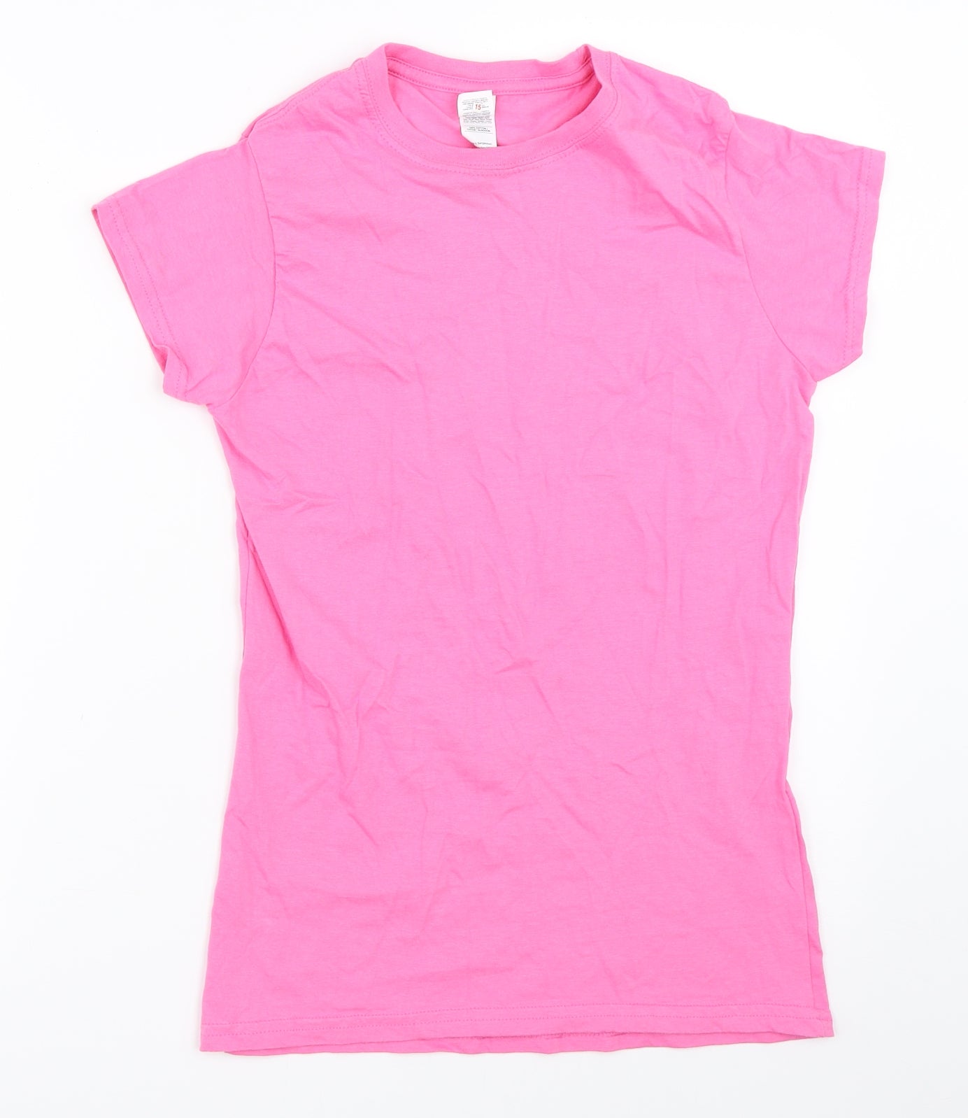 Womens UK Size M Gildan Pink Basic T-Shirt