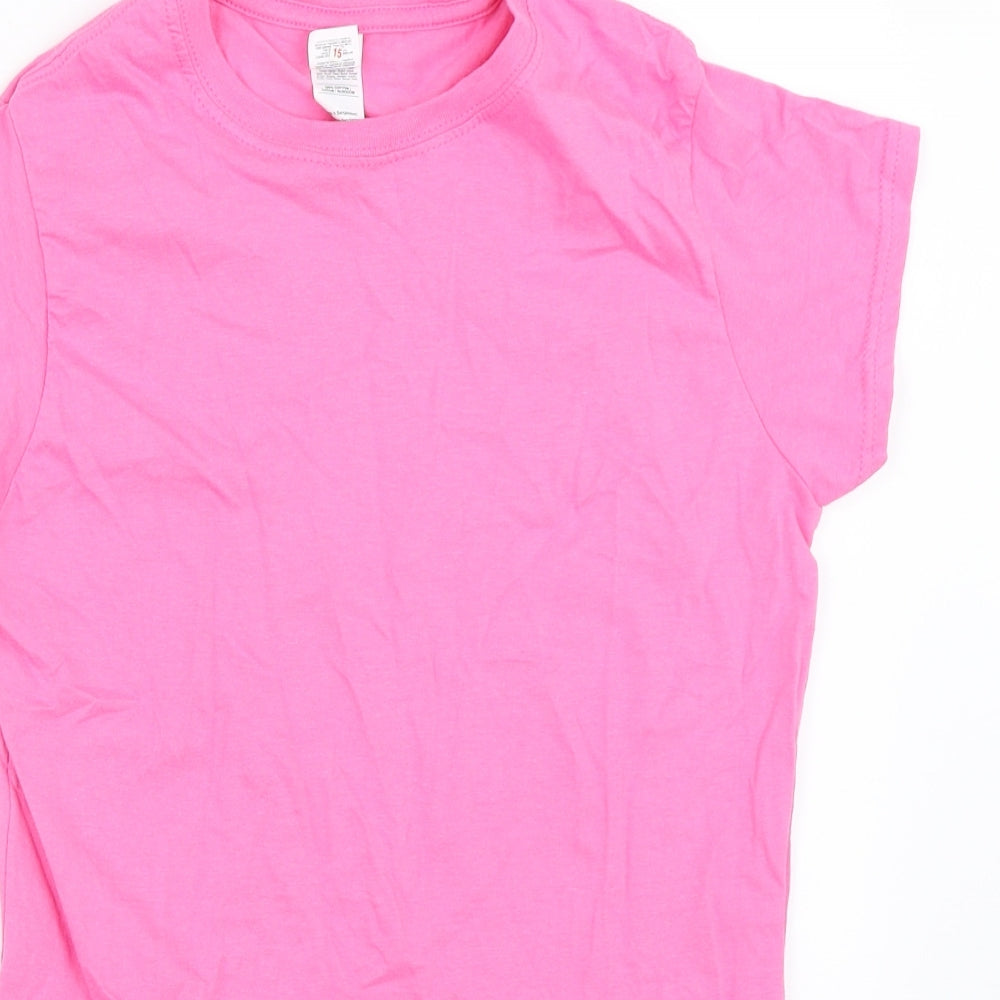 Womens UK Size M Gildan Pink Basic T-Shirt
