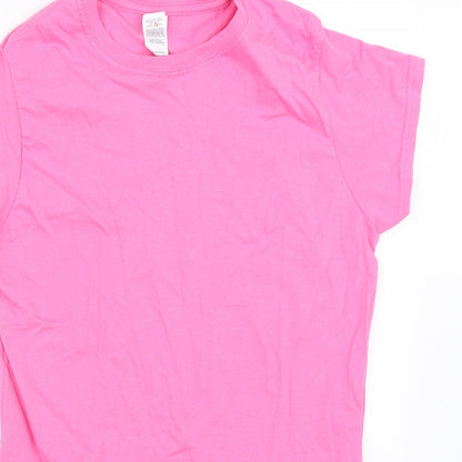 Womens UK Size M Gildan Pink Basic T-Shirt