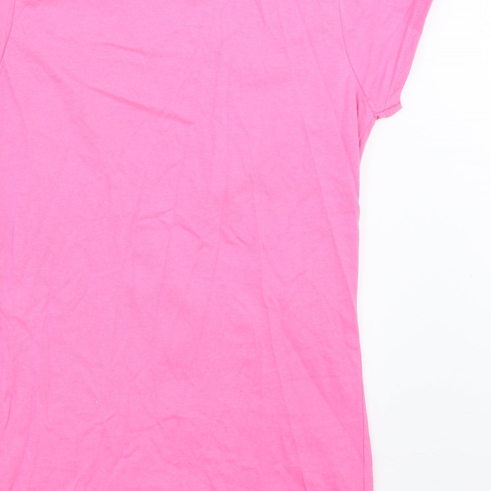 Womens UK Size M Gildan Pink Basic T-Shirt