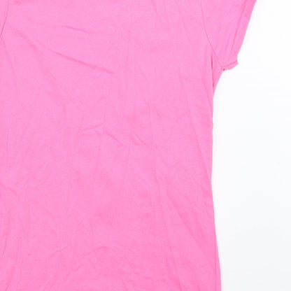 Womens UK Size M Gildan Pink Basic T-Shirt