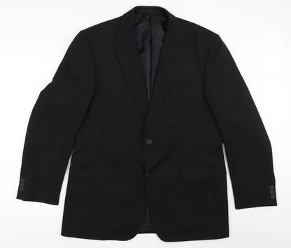 Mens UK Size 42 Pinstripe Regular Black Suit Jacket