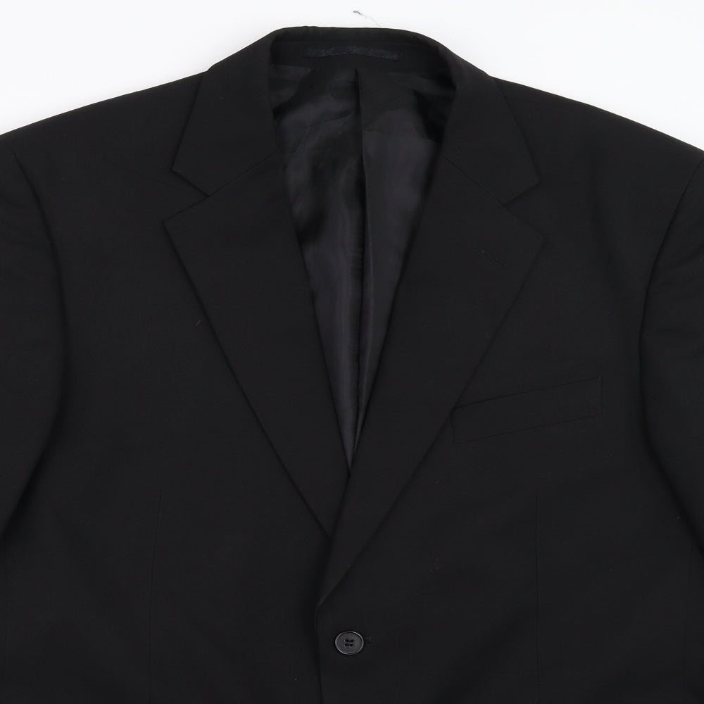 Mens UK Size 42 Pinstripe Regular Black Suit Jacket