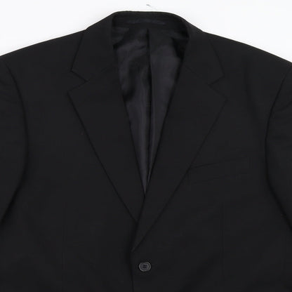 Mens UK Size 42 Pinstripe Regular Black Suit Jacket