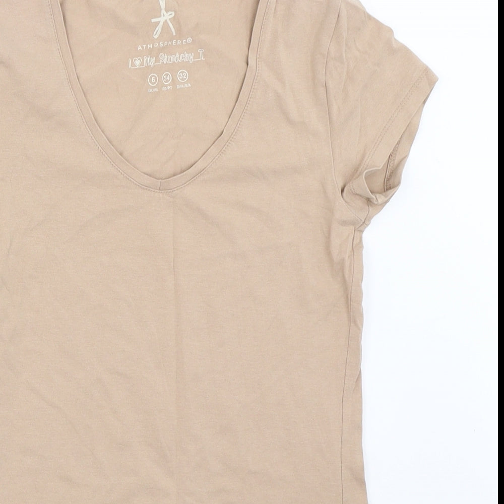 Atmosphere Womens Beige   Basic T-Shirt Size 6