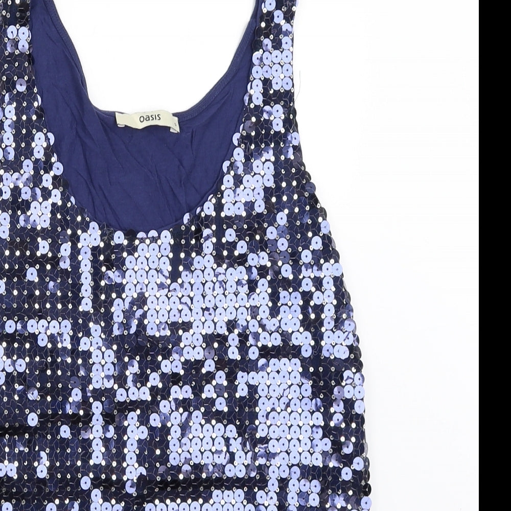 Womens UK Size S Oasis Blue Basic Blouse