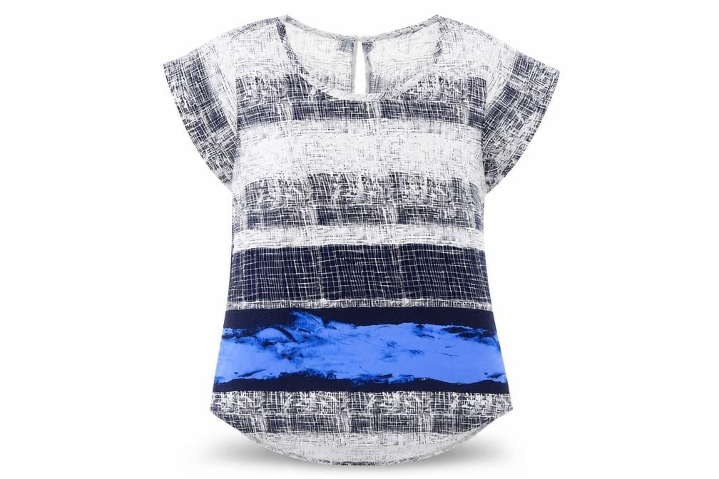 Front view of ava christine women’s multicoloured geometric basic blouse, size M