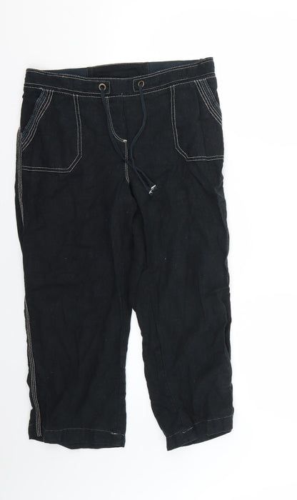 Womens UK Size 12 BHS Regular Fit Cropped Blue Trousers