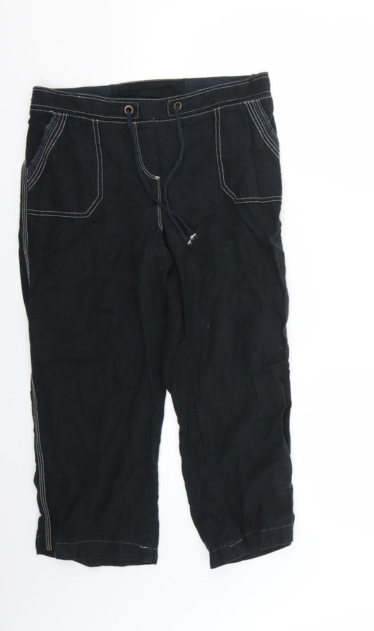 Womens UK Size 12 BHS Regular Fit Cropped Blue Trousers