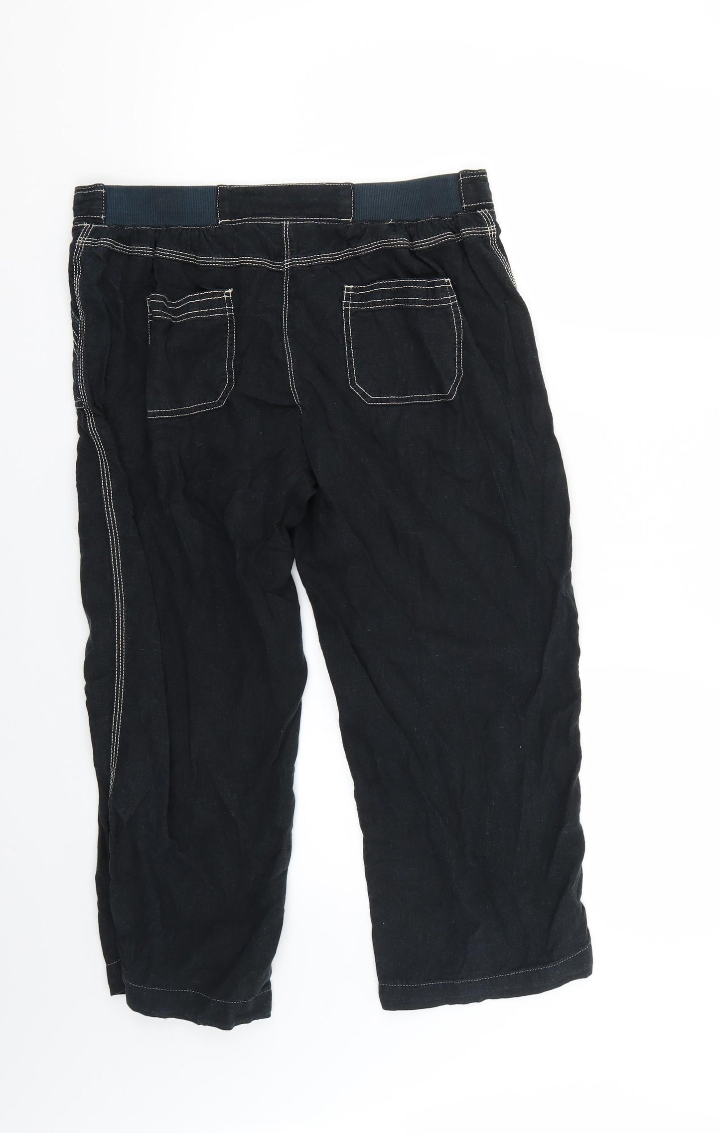 Womens UK Size 12 BHS Regular Fit Cropped Blue Trousers