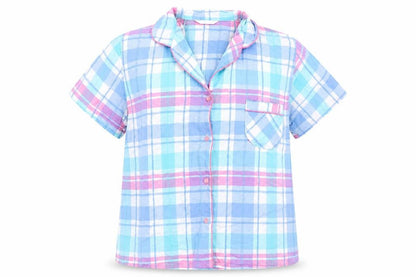 Dunnes Womens Multicoloured Check  Top Pyjama Top Size 8