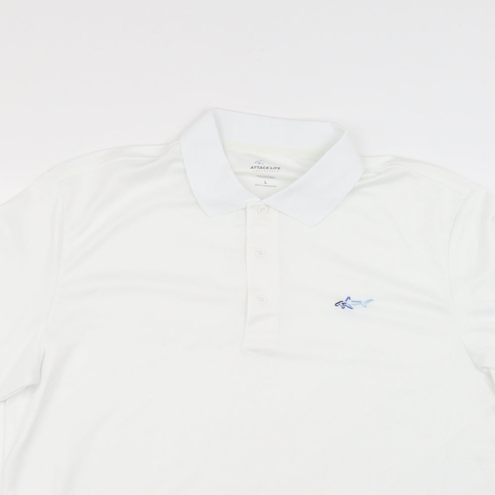 attack life Mens White    Polo Size L