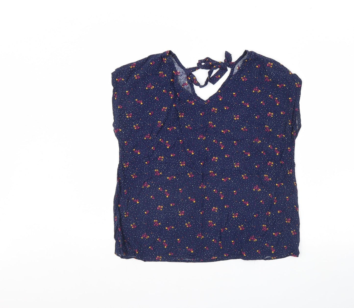inextenso Womens Blue Floral  Basic Blouse Size 10