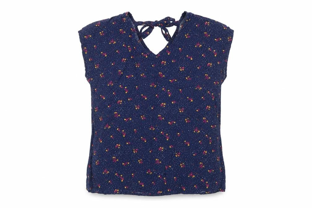 Front view of inextenso women’s blue floral basic blouse, size UK 10