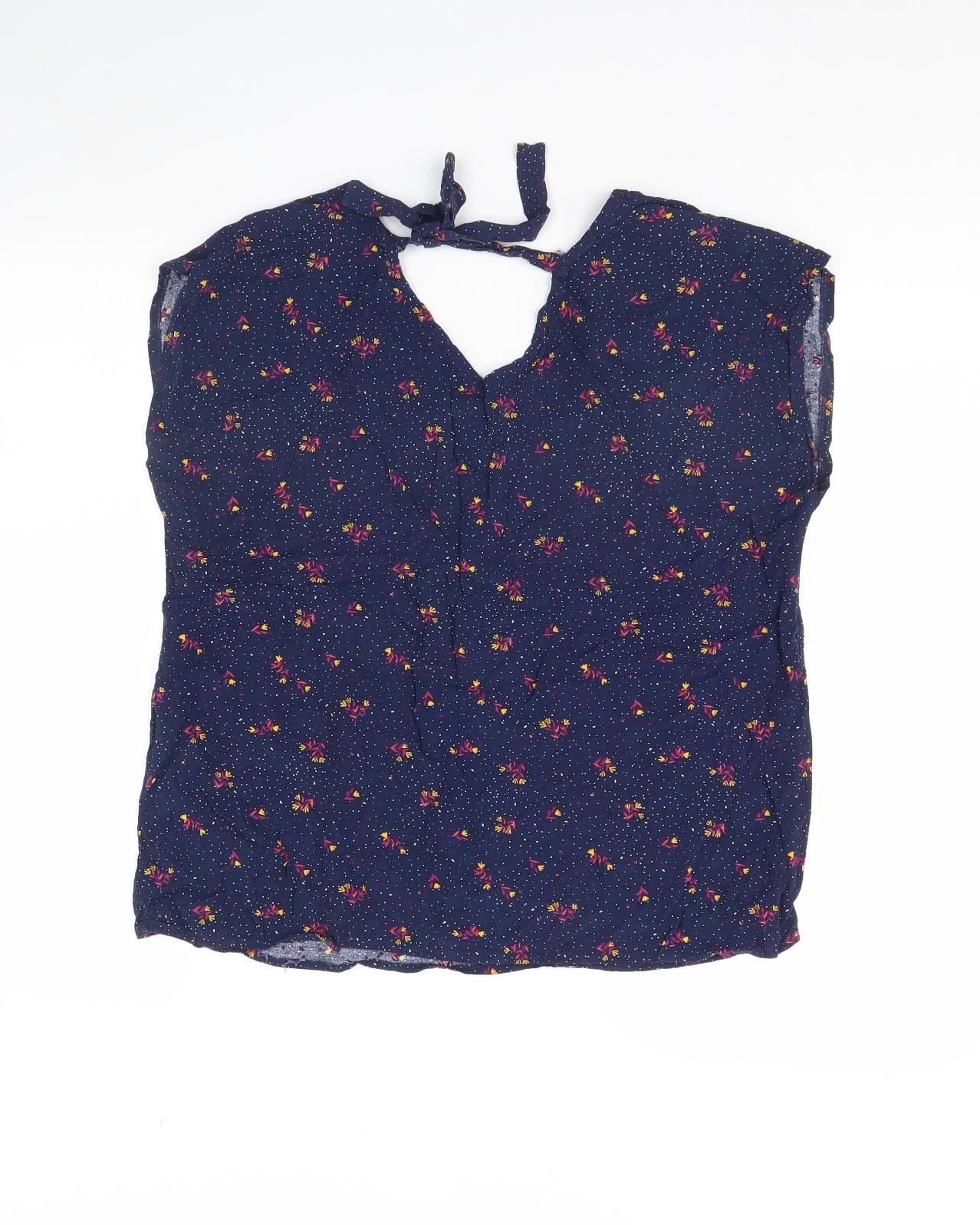 inextenso Womens Blue Floral  Basic Blouse Size 10